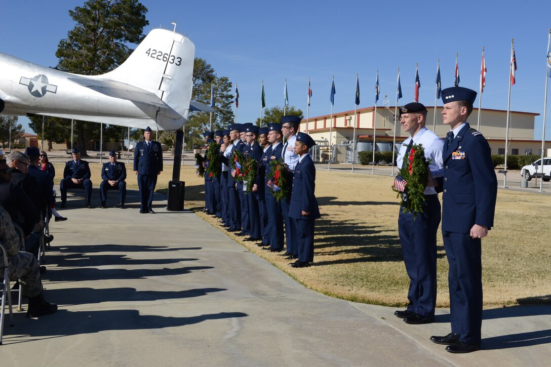 Edwards Air Force Base Civil Air Patrol Composite Squadron 84 United States Air Force Auxiliary hosted a National Wreaths Across America Day at Flag Park on Edwards Dec. 15. (U.S. Air Force photo by Kenji Thuloweit)