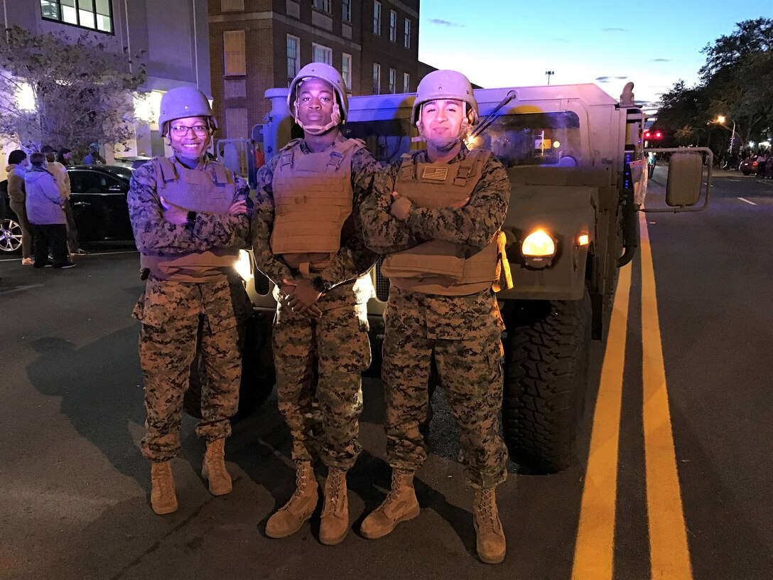 For the 28th consecutive year in a row, Marines joined City of Albany officials by leading the Celebration of Lights Parade in downtown Albany, Ga., Dec. 15.