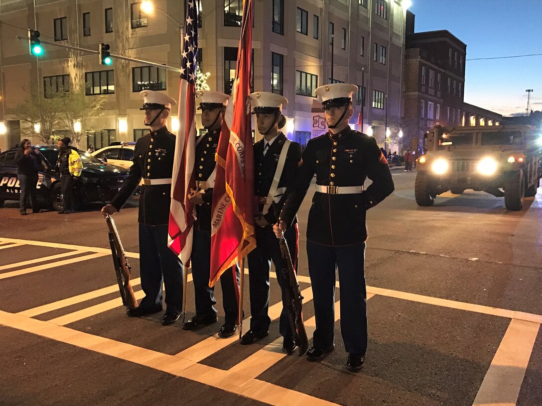 For the 28th consecutive year in a row, Marines joined City of Albany officials by leading the Celebration of Lights Parade in downtown Albany, Ga., Dec. 15.