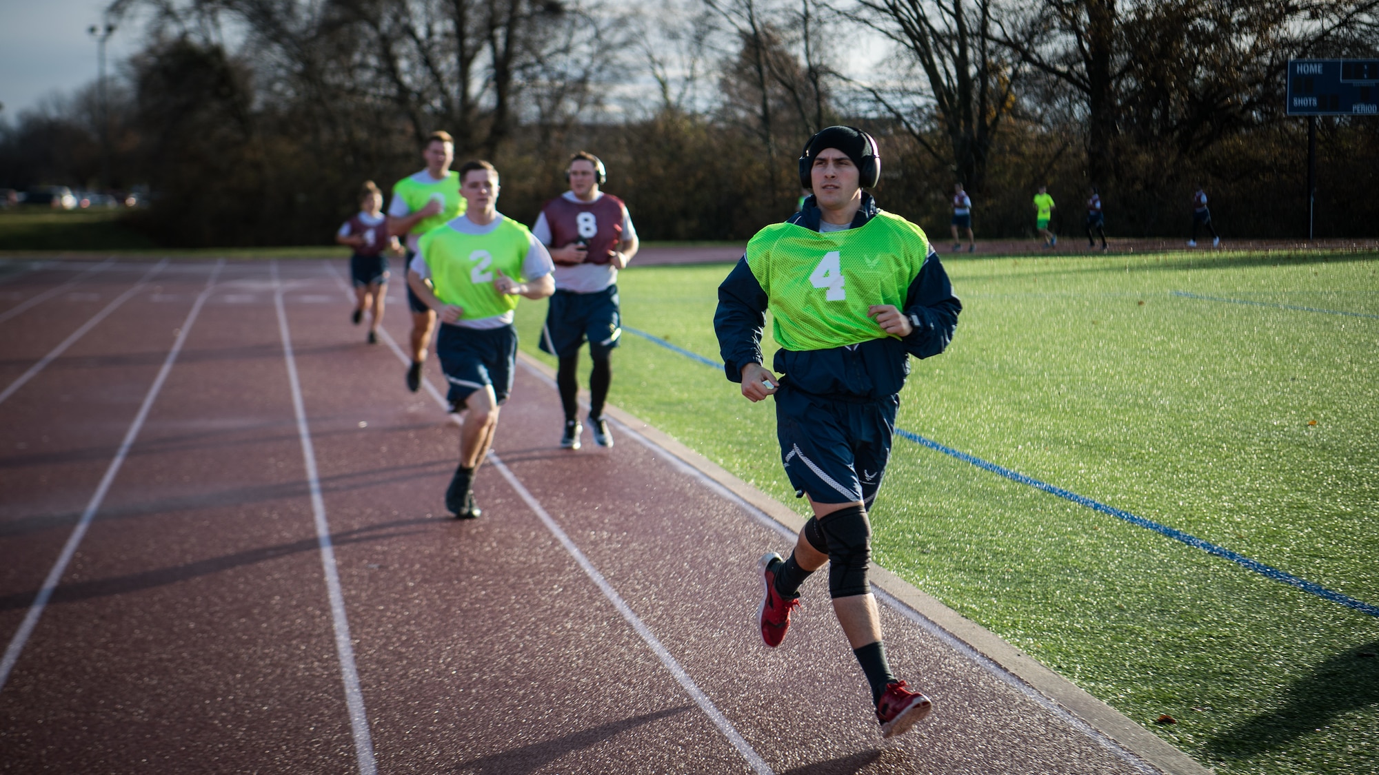 Sunny weather makes for better fitness runs during December unit training assembly.