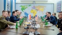 Air Force Gen. Joseph Lengyel, chief, National Guard Bureau, meets with Polish Armed Forces civilian and military leaders, Warsaw, Poland, Dec. 14, 2018.