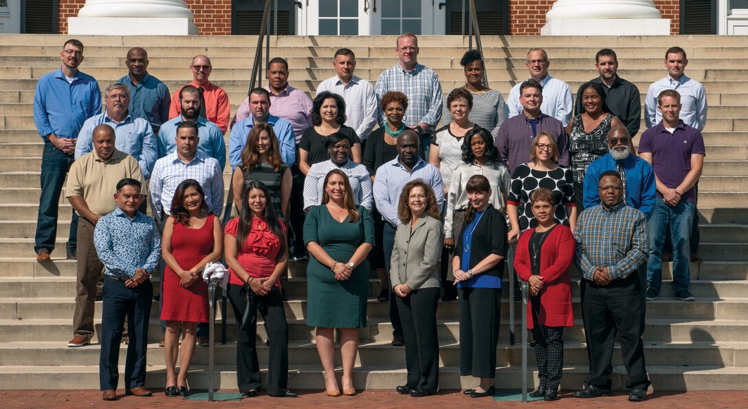 Group photo of students at the University of Virginia, Darden School of Business in Charlottesville, Virginia.