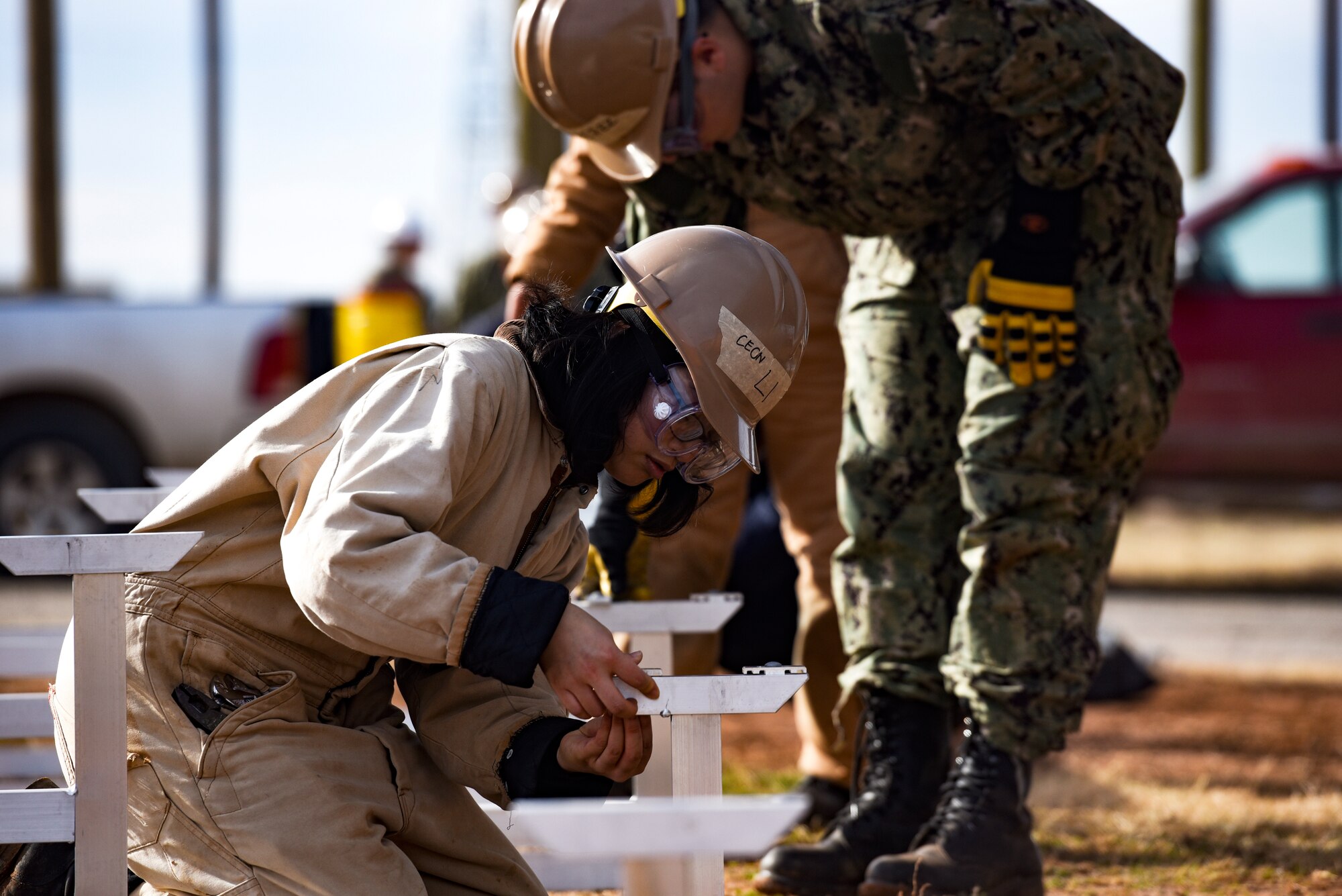 Navy constructionman recruits train at Sheppard AFB