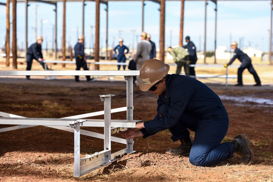 Navy constructionman recruits train at Sheppard AFB