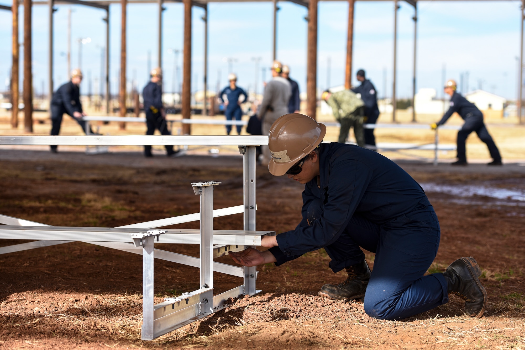 Navy constructionman recruits train at Sheppard AFB