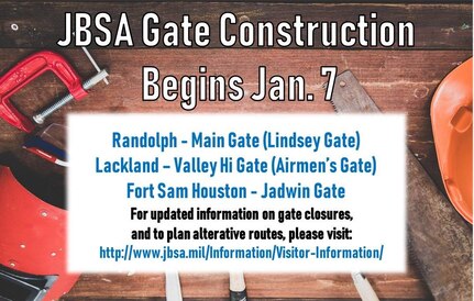 Throughout Joint Base San Antonio, installation entry control points, otherwise known as the base gates, will undergo multiple construction projects starting January 2018. These necessary construction projects will enhance force protection capability across JBSA, and when complete, will enhance the safety and security of the workforce, family and visitors.