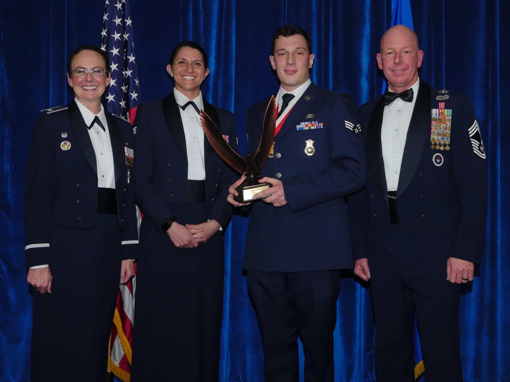 Senior Airman John Dimicelli, 90th Security Forces Squadron, earned the John Levitow Award for the Airman Leadership School Class 19-B on F.E. Warren Air Force Base, Wyo., Dec. 19, 2018. Enlisted Airmen must complete the rigorous professional military education course before supervising other Airmen.