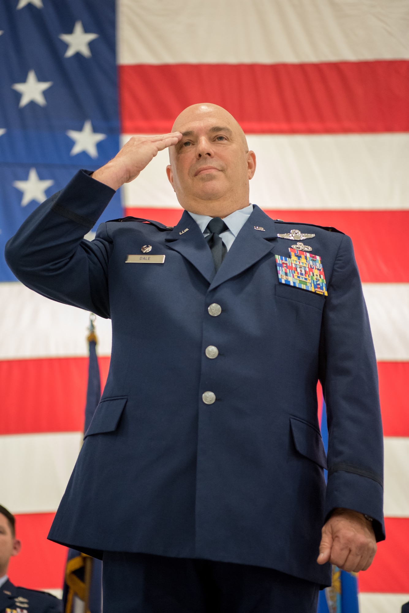Col. Ken Dale receives his final salute as commander of the 123rd Maintenance Group during a ceremony at the Kentucky Air National Guard Base in Louisville, Ky., on Dec. 1, 2018. Dale is retiring after more than 38 years of service to the Kentucky Air National Guard. (U.S. Air National Guard photo by Staff Sgt. Joshua Horton)