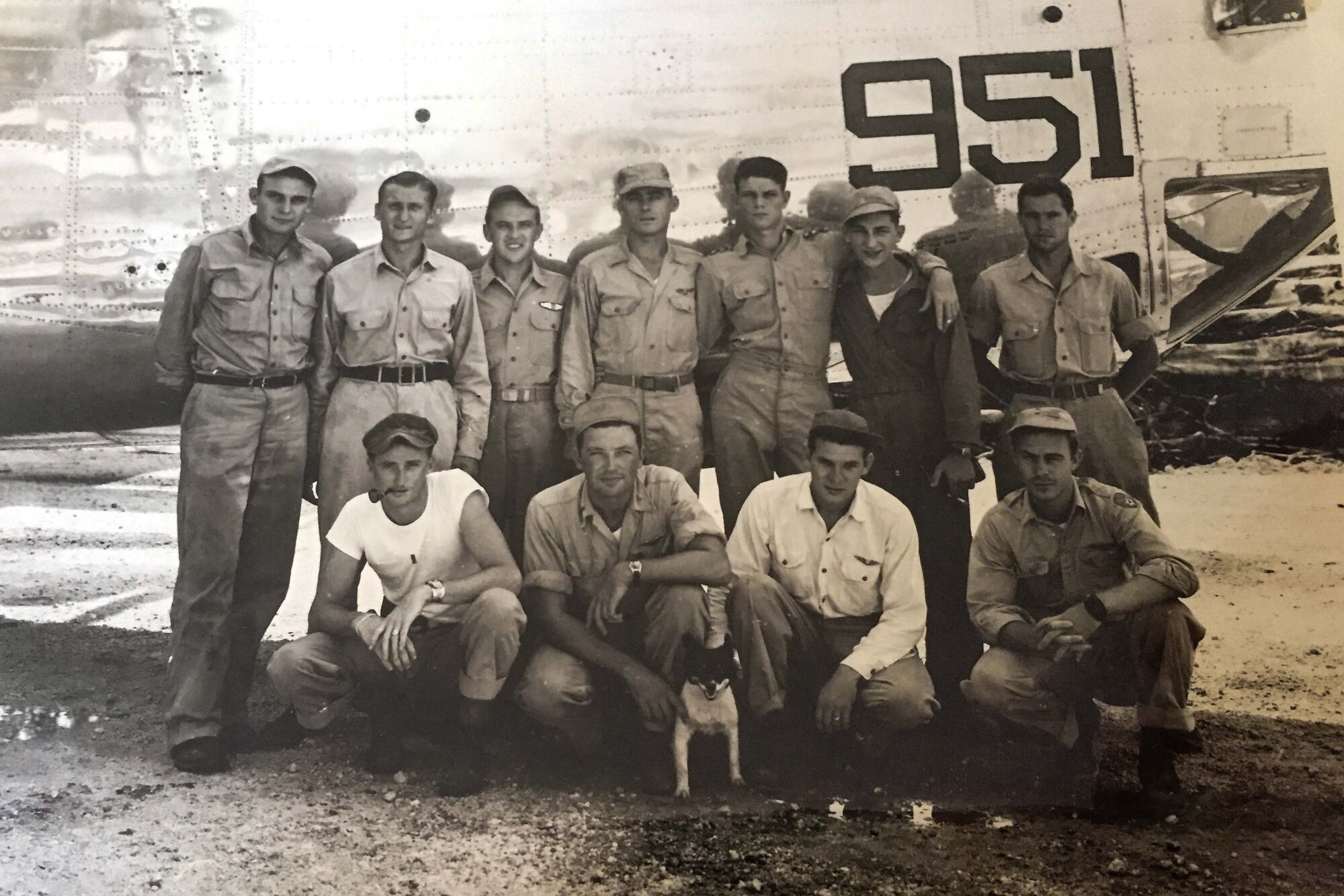 Albert Gill (top row, second from left), a B-24 Liberator navigator with the 307th Bomb Group in World War II, poses with his crew in this undated photo.   A fascination with airplanes as a child created an unlikely tradition when Gill’s grandson, U.S. Air Force 1st Lt. Jacob Gill, was assigned to the 307th Bomb Wing, which traces its lineage back to the 307th BG.  (courtesy photo)