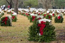 Services members, veterans, and families take part in Wreaths Across America at Beaufort National Cemetery, Dec. 15, 2018. Wreaths were laid to honor the fallen during the holidays. (U.S. Marine Corps photo by Cpl. Kathryn M. Adams/Released)