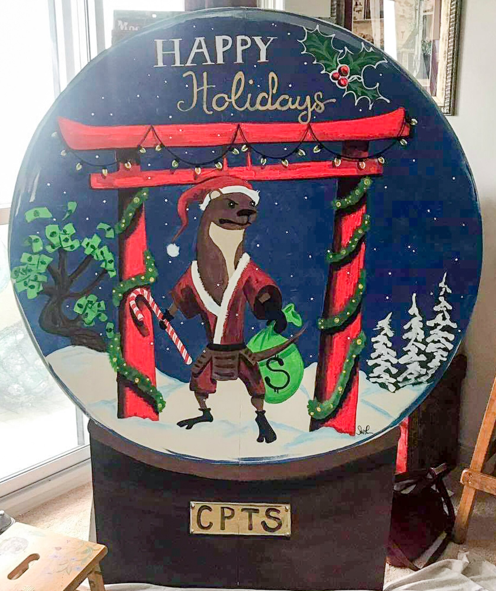 Sharon Smith, the wife of Maj. Brian Smith, a physical therapist with the 35th Medical Operations Squadron, created a Wild Weasel holiday card for the 35th Comptroller Squadron at Misawa Air Base, Japan, in 2018. (Courtesy photo by Sharon Smith)