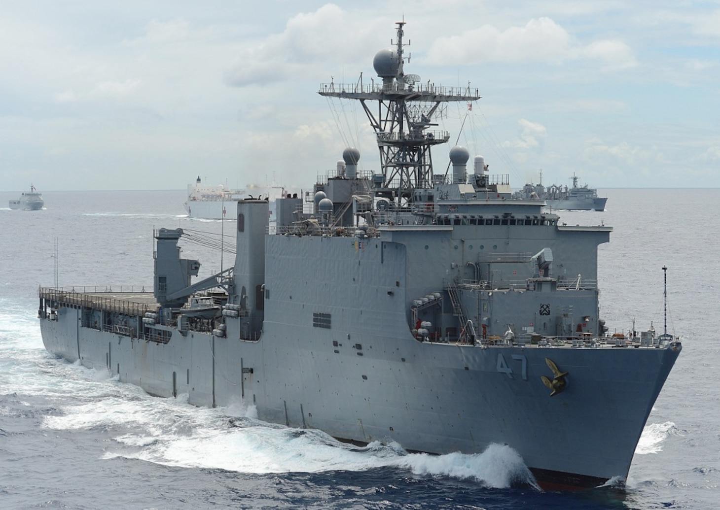 U.S. Navy stock photo. Amphibious dock landing ship USS Rushmore (LSD 47).