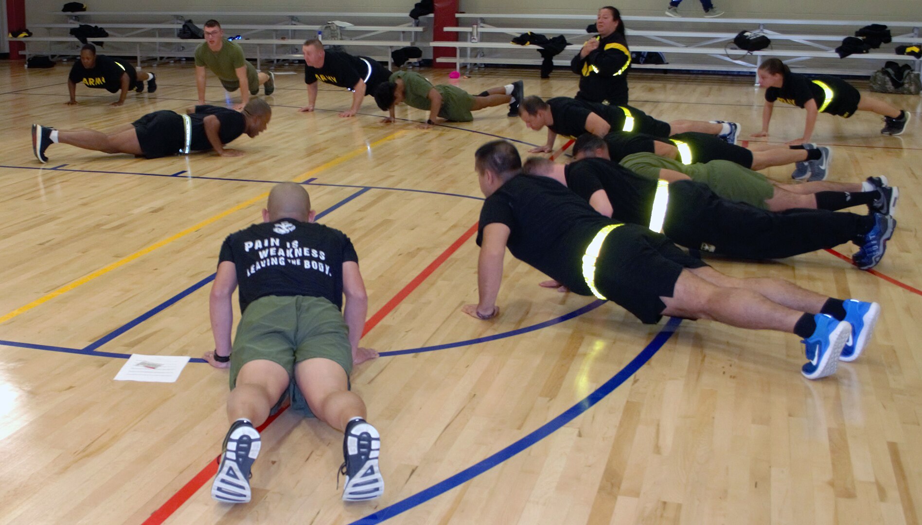 To commemorate the event which drove the nation into World War II, the recovering service members and supporting staff at the Joint Base San Antonio Warrior Transition Battalion conducted a unified physical training event to commemorate the 77th Pearl Harbor anniversary at the Fitness Center at the Medical Education and Training Campus Dec. 7, 2018.