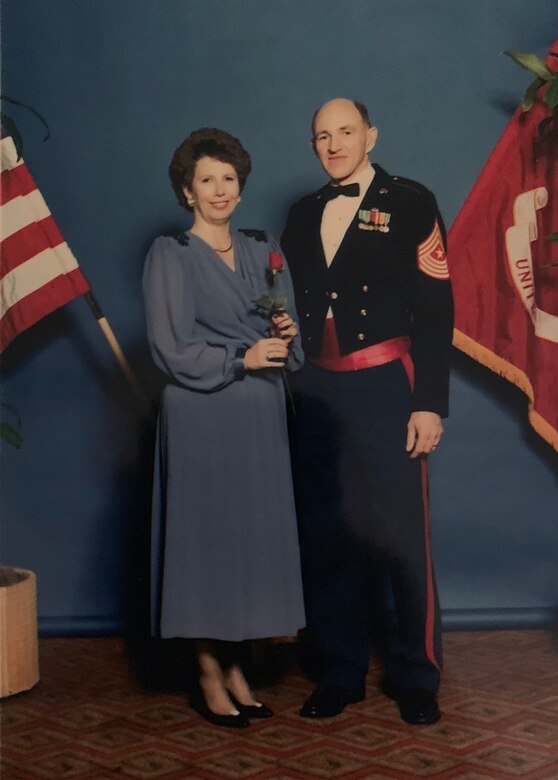 Mark Horning Stands with his wife Eleanor “Jean” Horning at the U.S. Marine Corps Ball in 1989. (Courtesy photo)