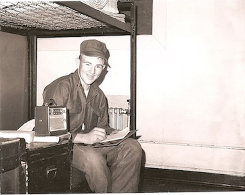Mark Horning sits on a bunk in El Toro, California, in 1965. This was Horning’s first assignment of many as a U.S. Marine. (Courtesy photo)