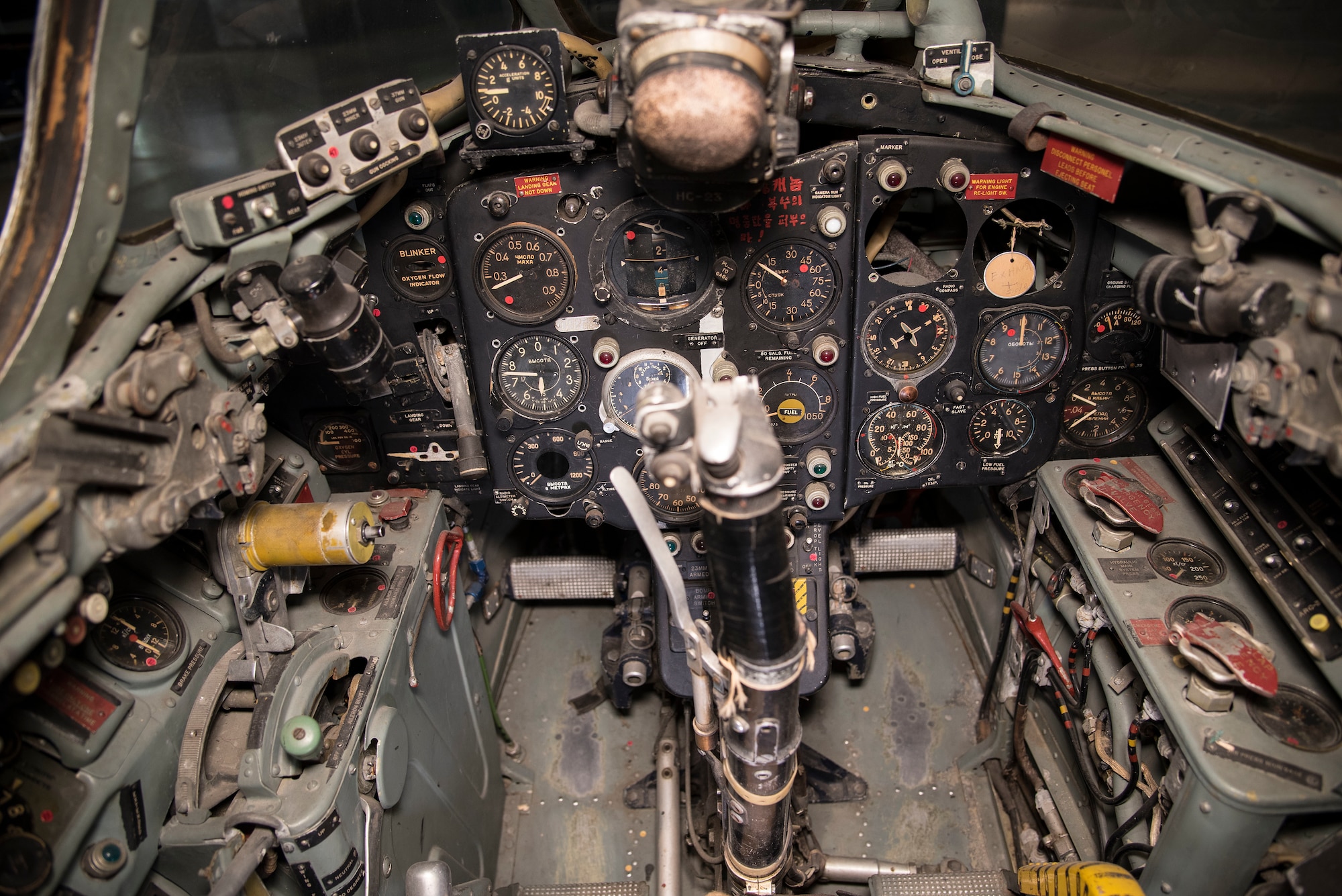 DAYTON, Ohio -- Mikoyan-Gurevich MiG-15 cockpit view in the Korean War Gallery at the National Museum of the United States Air Force. (U.S. Air Force photo by Ken LaRock)