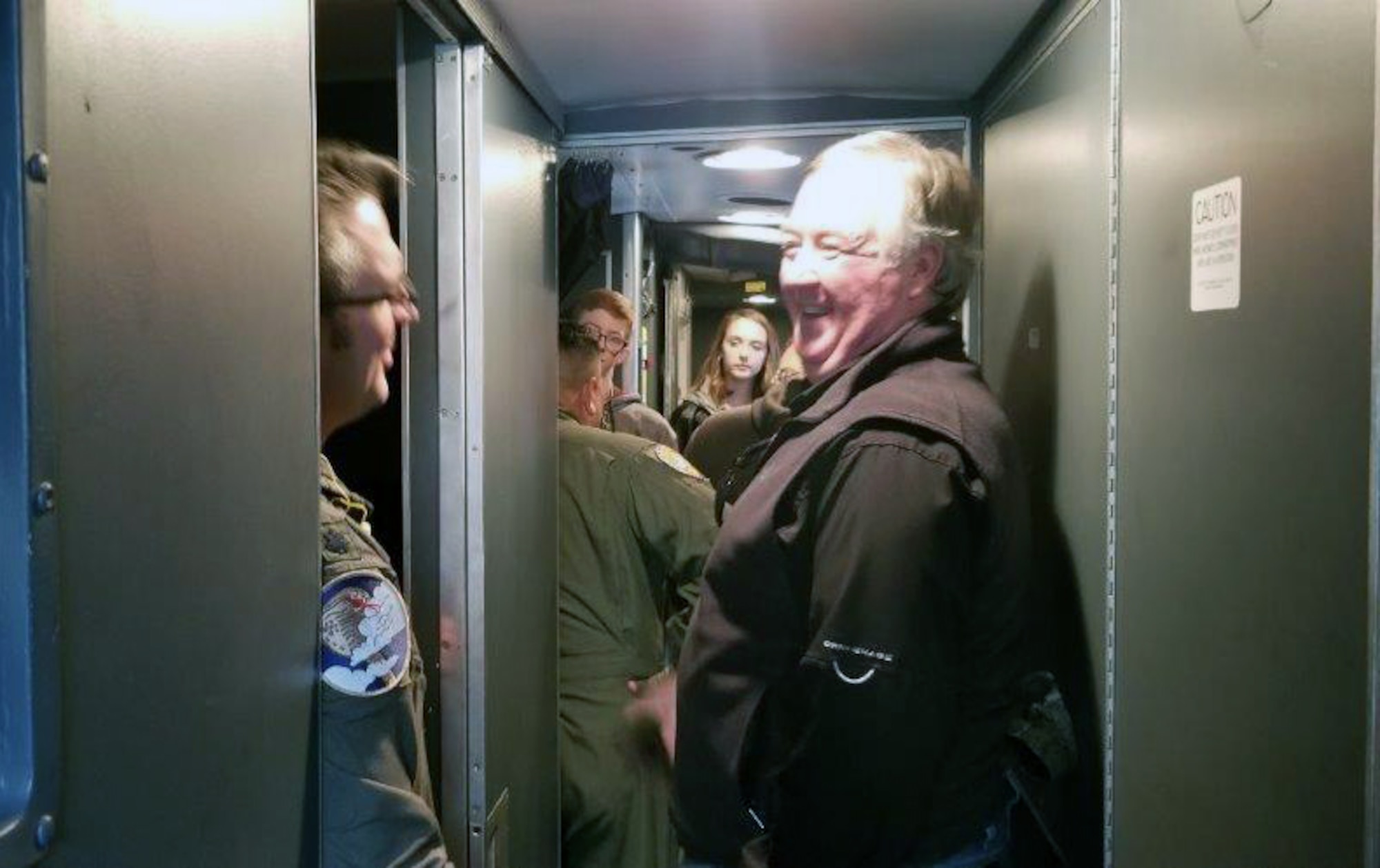 Lt. Col. Andy Van De Walle, with the 39th Flying Training Squadron, Joint Base San Antonio-Randolph, Texas instructor pilot, speaks to a Lytle High School escort while touring a C-5M Super Galaxy Dec. 18, 2018 at JBSA-Lackland, Texas.