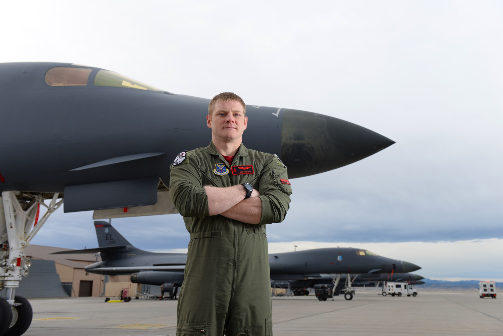Capt. Patrick Walsh, a 34th Bomb Squadron weapon system officer, won the 2018 Air Force Robbie Risner Award recipient in Las Vegas on Dec. 15, 2018. The Robbie Risner award is bestowed to the Air Force weapons officer who makes the greatest combat impact in their first year after graduation from the Weapons Instructor Course at Nellis Air Force Base, Nevada. (U.S. Air Force photo by Airman 1st Class Nicolas Z. Erwin)