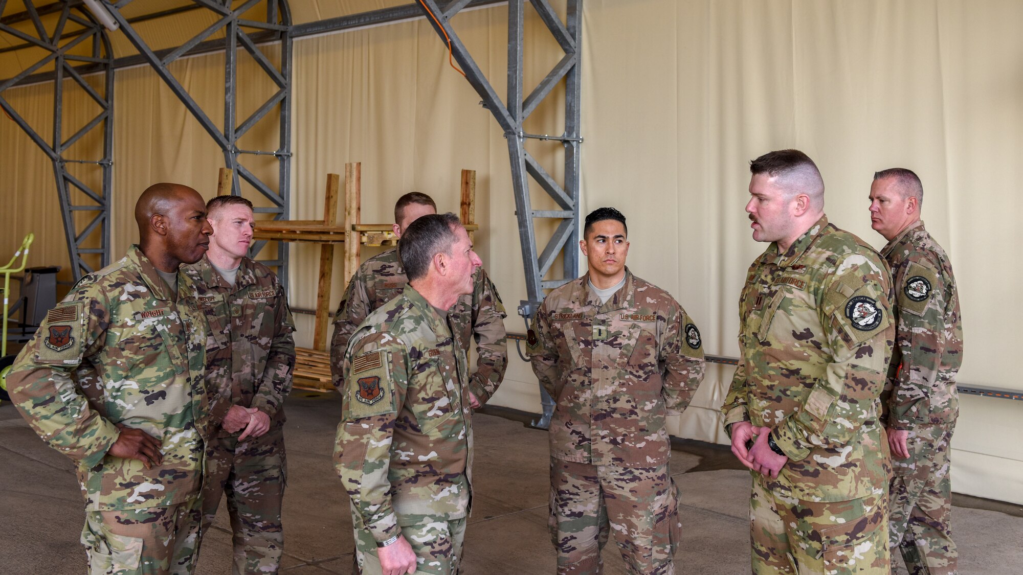 Airmen brief Air Force Chief of Staff and Chief Master Sgt. of the Air Force.