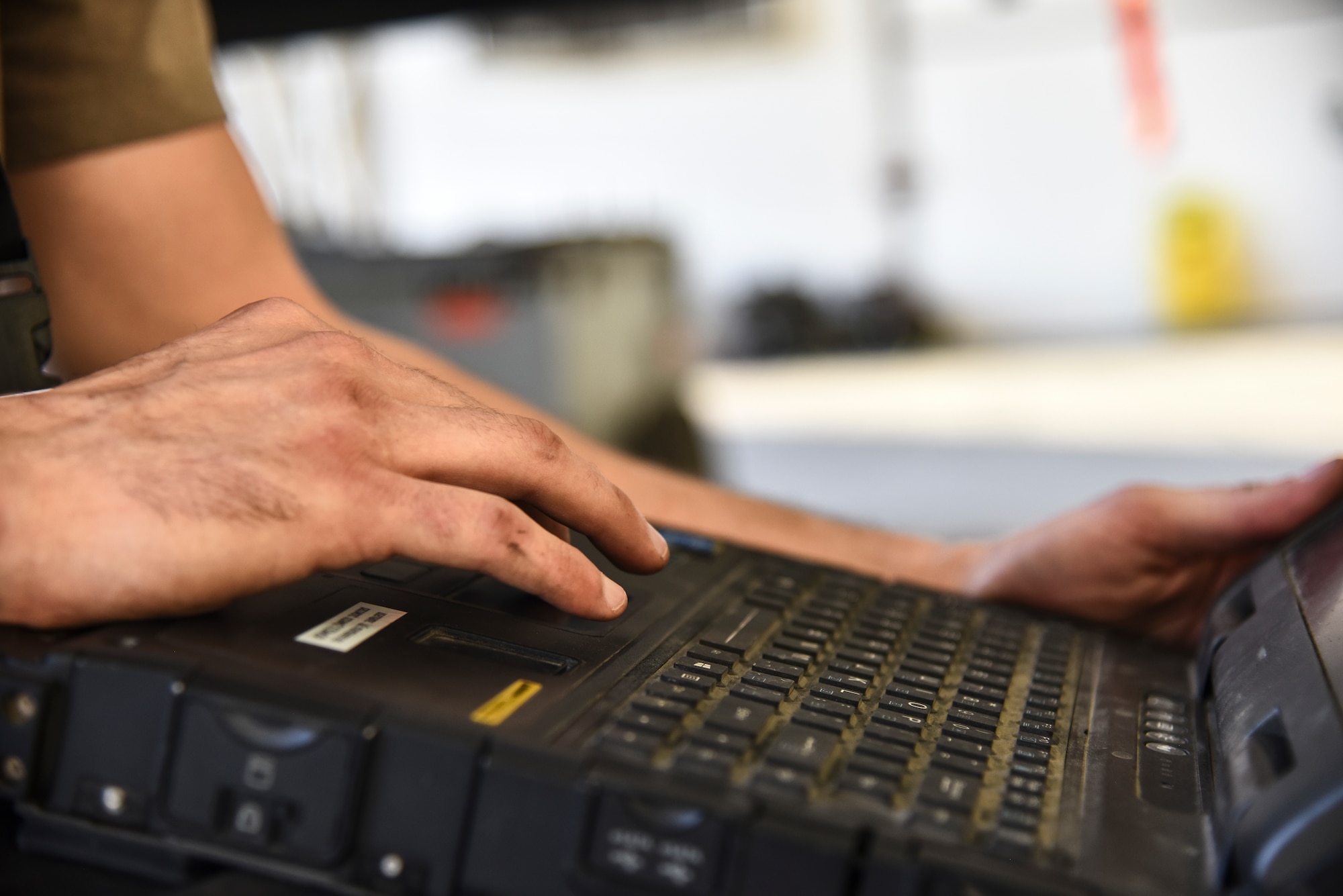 U.S. Air Force Senior Airman Ryan Clay, 380th Expeditionary Aircraft Maintenance Squadron U-2 Dragon Lady crew chief, reads a technical order at Al Dhafra Air Base, United Arab Emirates, Dec. 18, 2018. The crew chief’s extensive list of responsibilities including for pre-, post- and thru-flight checks, and well as various inspections, allows them to fully understand their vital role, making them jacks-of-all-trades when it comes to repairing the aircraft. (U.S. Air Force photo by Senior Airman Mya M. Crosby)