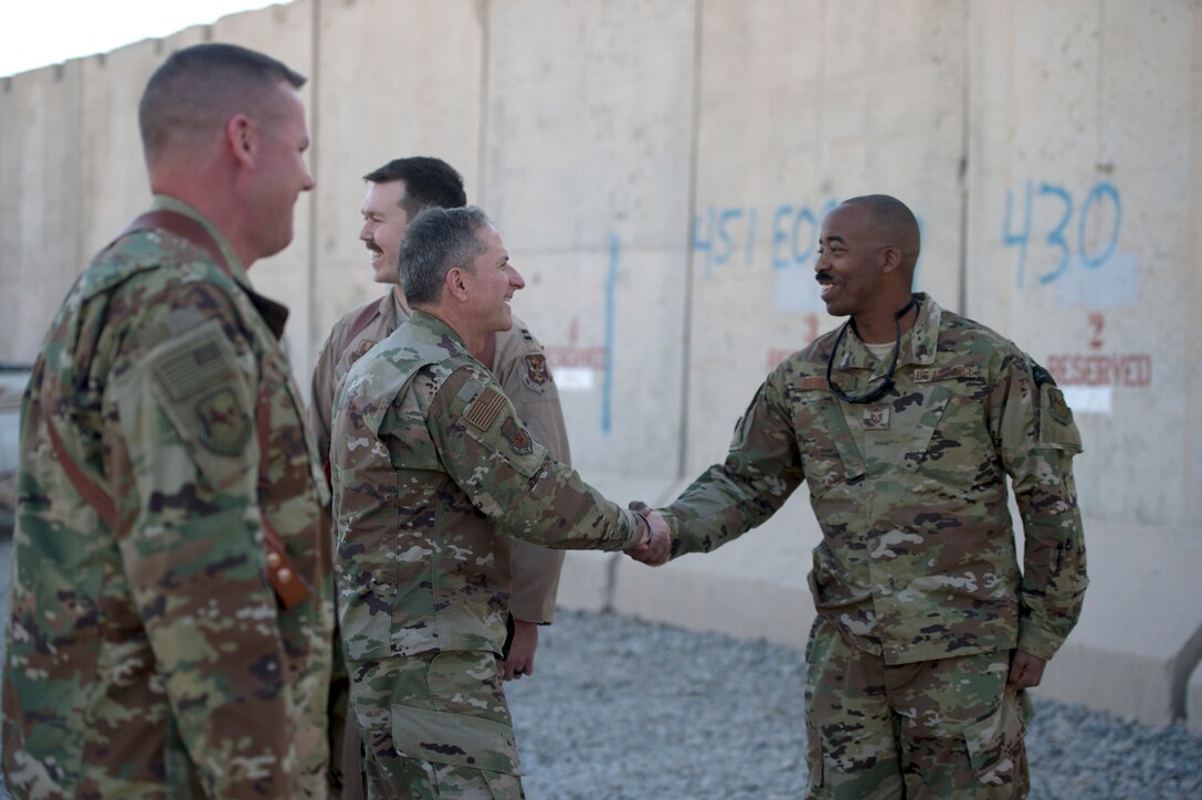 Air Force Chief of Staff Gen. David L. Goldfein visits Airmen at Kandahar Airfield, Afghanistan, Dec. 24, 2018. Goldfein traveled throughout the U.S. Central Command area of responsibility with Chief Master Sgt. of the Air Force Kaleth O. Wright and U.S. Air Forces Central Command commander Lt. Gen. Joesph T. Guastella to thank Airmen for their service in defense of America. “This is the time in our lives when we’re most alive,” said Goldfein, “we’re making a difference and doing something that’s much bigger than ourselves.” (U.S. Air Force photo by Senior Airman Rito Smith)