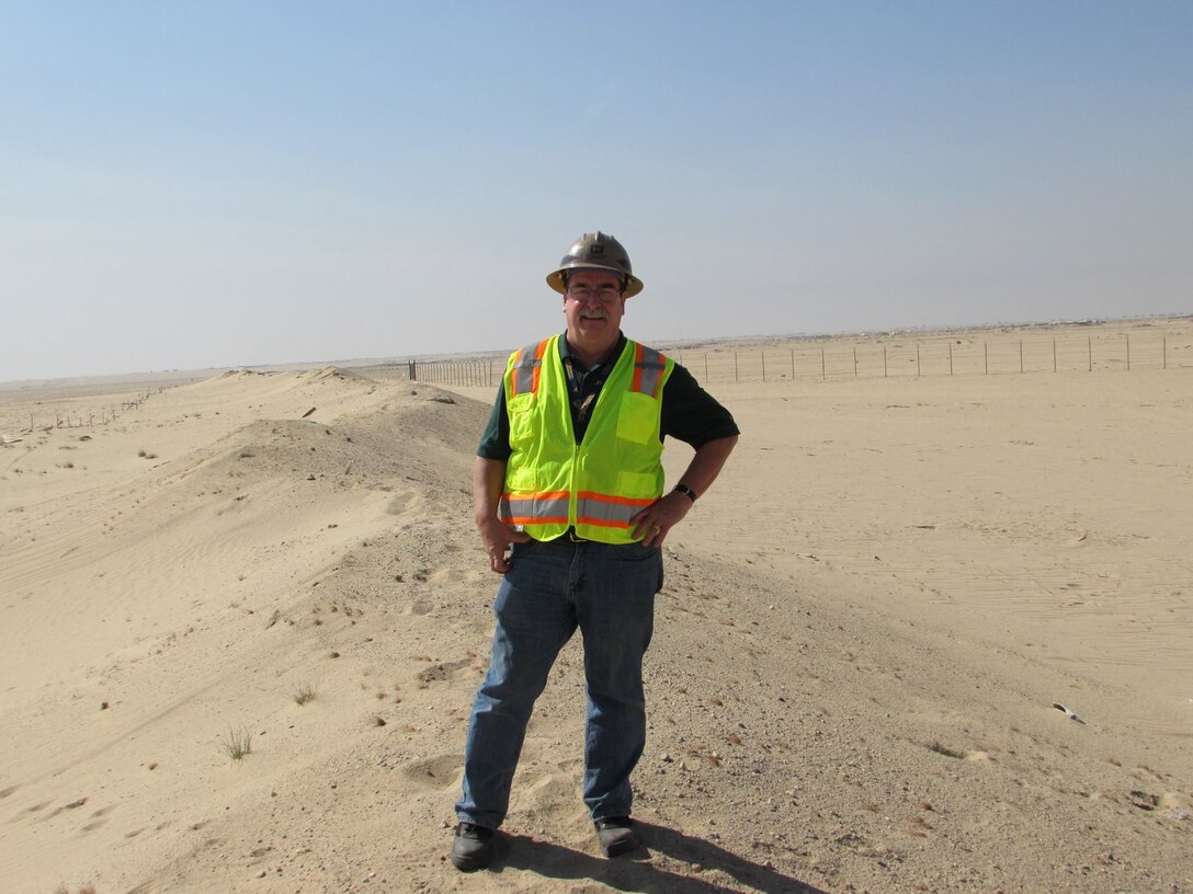 The Middle East District’s Robert “Bob” Fox has been awarded the 2018 Defense Acquisition Workforce Individual Achievement, Flexibility in Contracting and Development Innovation Award for Facilities Engineering. Fox is shown here while on temporary duty to a project site in Kuwait.