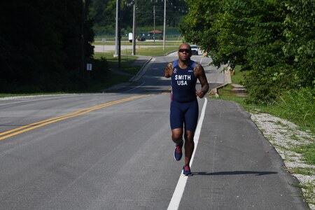 Sgt. 1st Class Michael Smith, U.S. Army recruiter and athlete, trained to compete as a triathlete at the Paralympic level. He recently moved to Colorado Springs, Colorado, from Fort Knox, Kentucky to serve as part of the U.S. Army's World Class Athlete Paralympic Program.