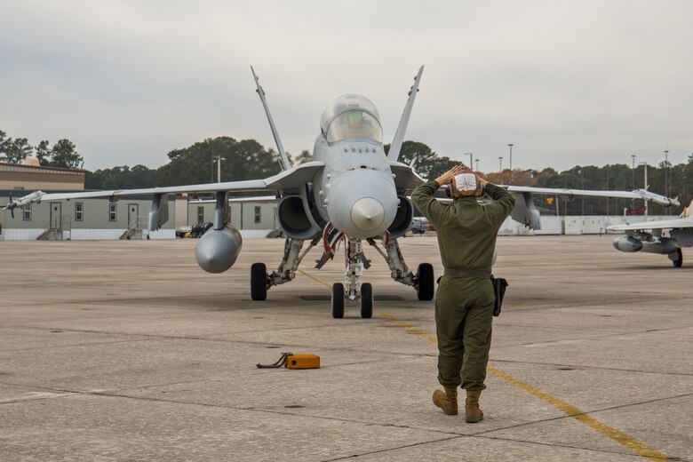 Marines with MWSD-273 conduct a Forward Arming and Refueling Point exercise aboard Marine Corps Air Station Beaufort, SC, Dec. 19, 2018. The FARP trained the Marines for upcoming exercises and deployments.(U.S. Marine Corps photo by Cpl. Debra S. Sainer/Released)