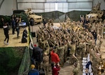 Marine Corps Gen. Joe Dunford, chairman of the Joint Chiefs of Staff, meets with deployed soldiers in Poznan, Poland, Dec. 26, 2018. Dunford, along with USO entertainers, visited service members who are away from home during the holidays. This year’s entertainers include actors Milo Ventimiglia, Wilmer Valderrama, DJ J Dayz, Fittest Man on Earth Matt Fraser, 3-time Olympic Gold Medalist Shaun White, Country Music Singer Kellie Pickler, and comedian Jessiemae Peluso.