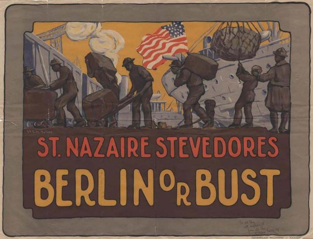 A World War I poster depicting stevedores at work.