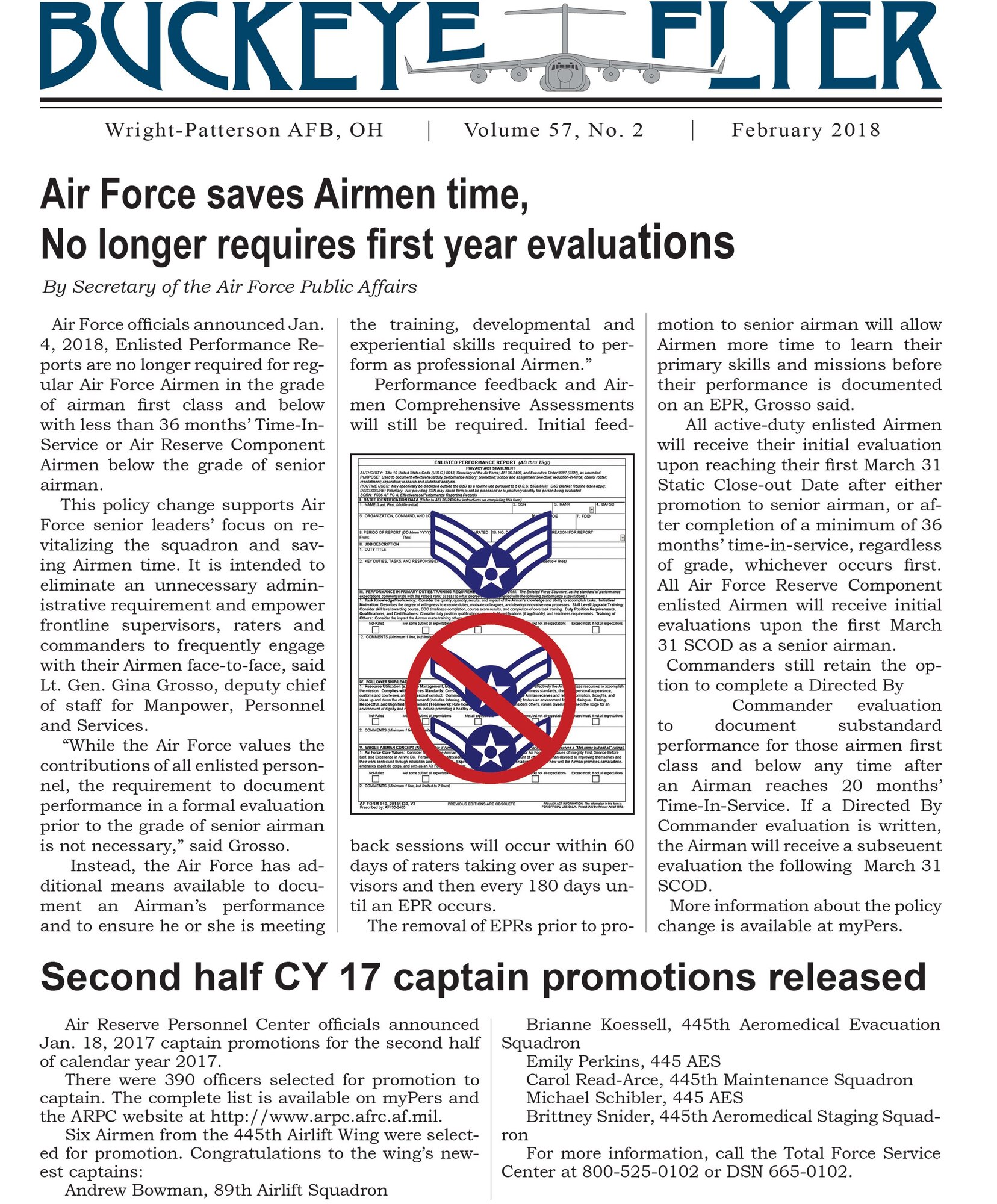 The February 2018 issue of the Buckeye Flyer is now available. The official publication of the 445th Airlift Wing includes eight pages of stories, photos and features pertaining to the 445th Airlift Wing, Air Force Reserve Command and the U.S. Air Force.