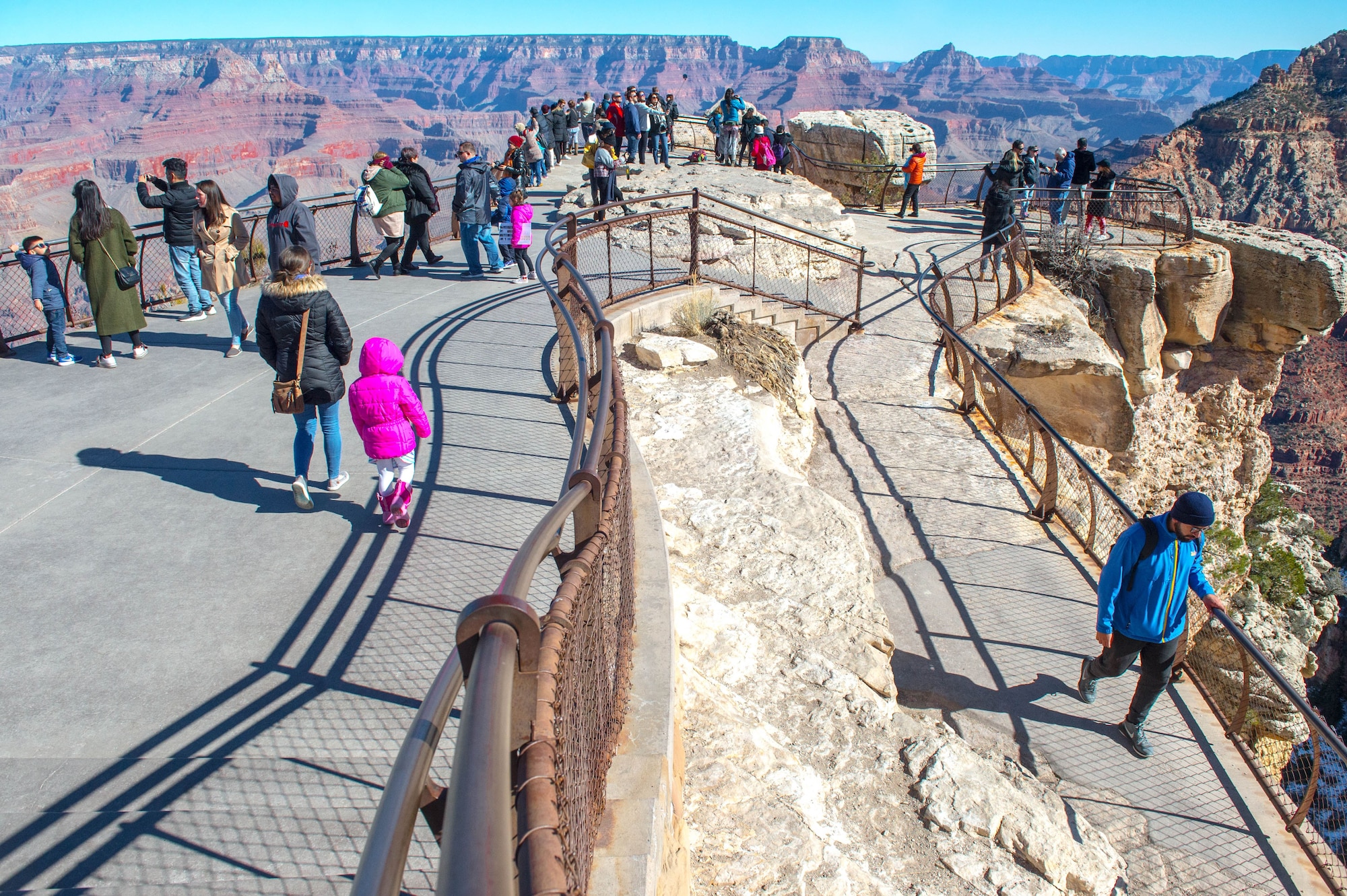 Visitors view the Grand Canyon from Mather Point at Grand Canyon National Park, Ariz., Jan. 27, 2018. The Grand Canyon is one of the most frequently visited destinations for Airmen stationed in Arizona. (U.S. Air Force photo/Airman 1st Class Caleb Worpel)