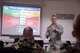 U.S. Air Force Staff Sgt. Bryan Foley, 100th Civil Engineer Squadron NCO in charge of plans and operations, instructs a chemical, biological, radiological and nuclear defense survival skills class at RAF Mildenhall, England Jan. 22, 2018.  CBRN training ensures Airmen are ready to fight in any warfighting scenario. (U.S. Air Force photo by Senior Airman Alexandra West)