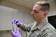 Senior Airman William Raetz, 341st Senior Airman William Raetz, 341st Medical Operations Squadron bioenvironmental engineering technician, pours ‘bacteria food’ into a water sample Jan. 31, 2018, at Malmstrom Air Force Base, Mont.