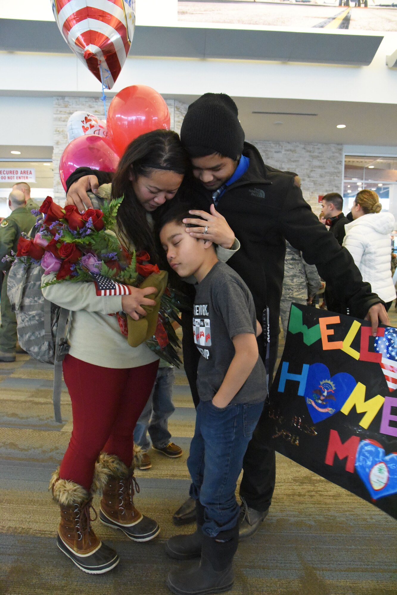 Twelve members of the 219th Security Forces Squadron returned home to the Minot International Airport, Minot, N.D., upon completion of their six-month deployment to southwest Asia Feb. 2, 2018.