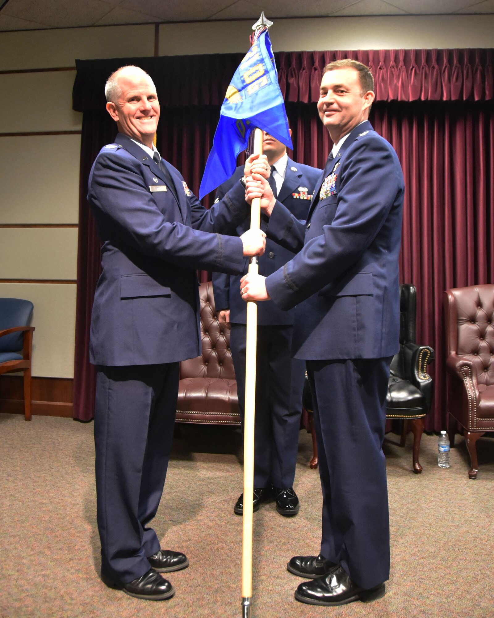 Lt. Col. Stacy Moore assumed command of the 931st Operations Support Squadron during a change of command ceremony Feb. 4, 2018, at McConnell Air Force Base, Kan. Moore previously worked as the 931st Air Refueling Wing Weapons and Tactic Officer chief.  He has been with the 931st since October 2012. Col. Kevin Rainey, who assumed command of the 931st OSS in July 2016, is slated to take command of the 931st Operations Group later this year and will oversee more than 270 Airmen within the unit.