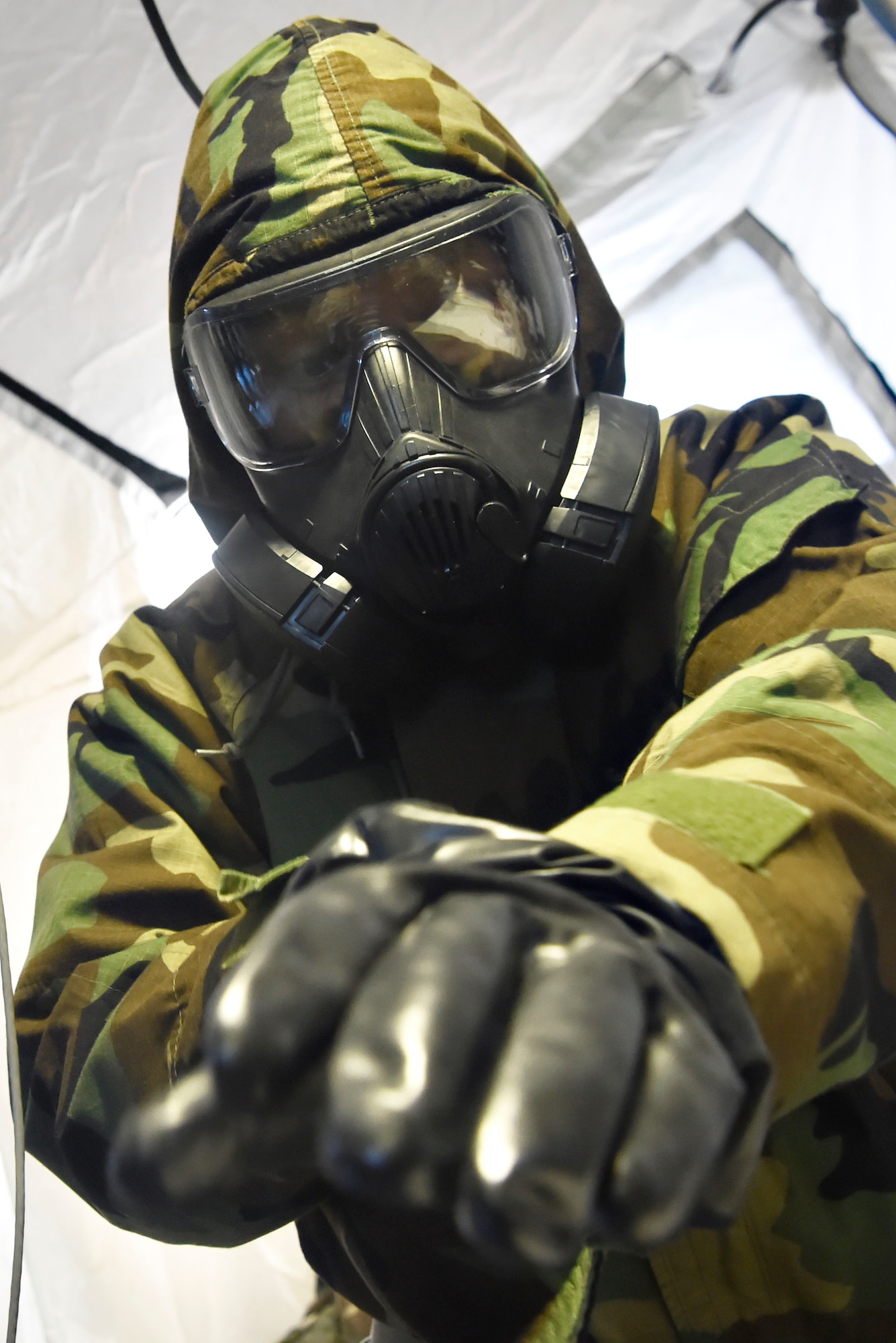 An Airman of the 321st Contingency Response Squadron, 621st Contingency Response Wing, Joint Base McGuire-Dix-Lakehurst, New Jersey, participates in Exercise Crescent Moon Jan. 30, at Joint Base Charleston’s North Auxiliary Airfield near Orangeburg, South Carolina.