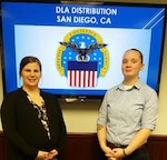 DLA Distribution San Diego, California, in conjunction with the Department of Defense’s Operation Warfighter internship program, recently hosted Navy Petty Officers Heather Fournier and Christine Broadhurst.