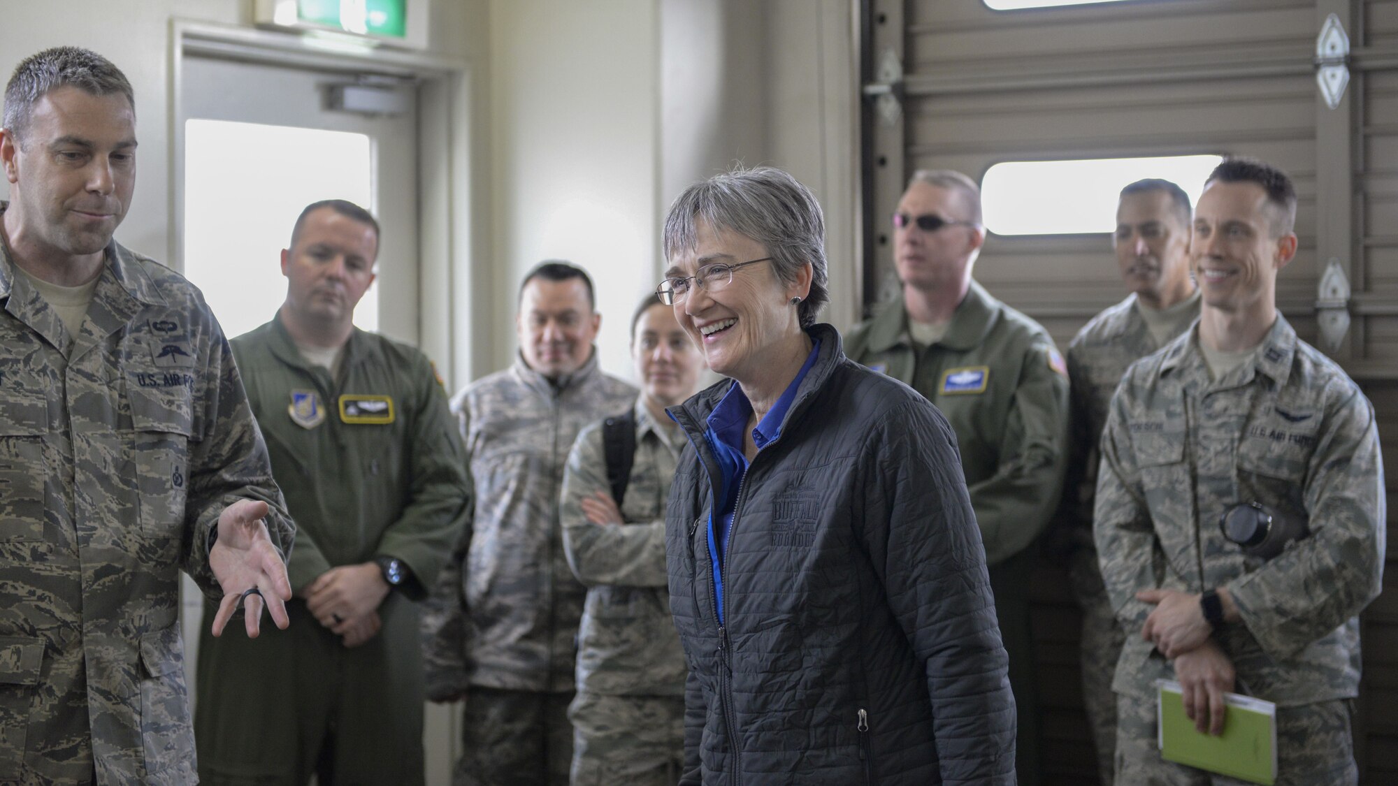 Secretary of the Air Force Heather Wilson tours the 374th Operations Support Squadron, Feb. 1, 2018, at Yokota Air Base, Japan.