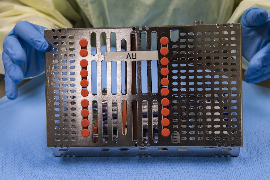 Saundra Pittman, 23d Aerospace Medical Squadron Central Instrument Processing Center (CIPC) technician, prepares to wrap dental instruments, Jan. 19, 2018, at Moody Air Force Base, Ga. CIPC technicians are responsible for ensuring all instruments used on patients within the 23d Medical Group are properly sterilized. They wrap the instruments with sensors to ensure the sterilizer reaches proper temperatures and the instruments remain sterile until use. (U.S. Air Force photo by Senior Airman Janiqua P. Robinson)