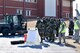 Airmen prepare to enter a zone transition control point during a readiness exercise at the 167th Airlift Wing, West Virginia Air National Guard, Feb. 3.