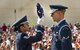 Members of the Travis Honor Guard present the flag in a ceremony held at Travis Air Force Base, Calif., Sept. 11, 2015 honoring the victims of the attacks on Sept. 11, 2001. The ceremony marked the beginning of the 2015 Freedom Walk. (U.S. Air Force photo by T.C. Perkins, Jr./Released)