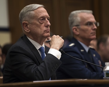 Defense Secretary James N. Mattis and Vice Chairman of the Joint Chiefs of Staff Air Force Gen. Paul J. Selva testify on the National Defense Strategy and the Nuclear Posture Review before the House Armed Services Committee in Washington.