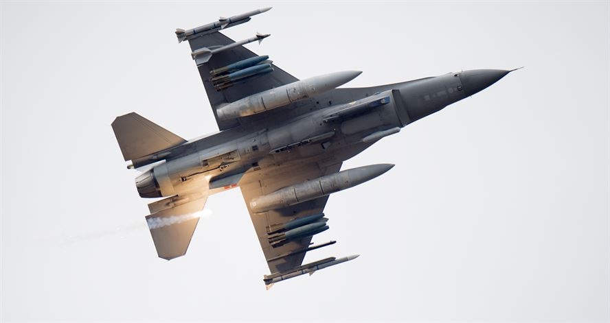An F-16 Fighting Falcon releases a flare over Grand Bay Bombing and Gunnery Range at Moody Air Force Base, Ga., Mar. 4, 2016. Master Sgt. Terri Adams, 23d Civil Engineer Squadron emergency management section chief, won the Air Combat Command’s level of the Air Force Spark Tank competition. Her submission was designed to simplify the way hydrazine spills are cleaned up at Air Force bases that house F-16 Fighting Falcon or Minuteman III missiles worldwide, saving bases upwards of $10,000 for every 6.8 gallons of hydrazine. (U.S. Air Force photo by Staff Sgt. Brian J. Valencia)