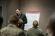 Simon Sinek speaks to members of the 436th Aerial Port Squadron Feb. 1, 2018, at Dover Air Force Base, Del. Sinek hosted several question and answer sessions with Airmen during his two-day visit to Dover AFB. (U.S. Air Force photo by Staff Sgt. Aaron J. Jenne)