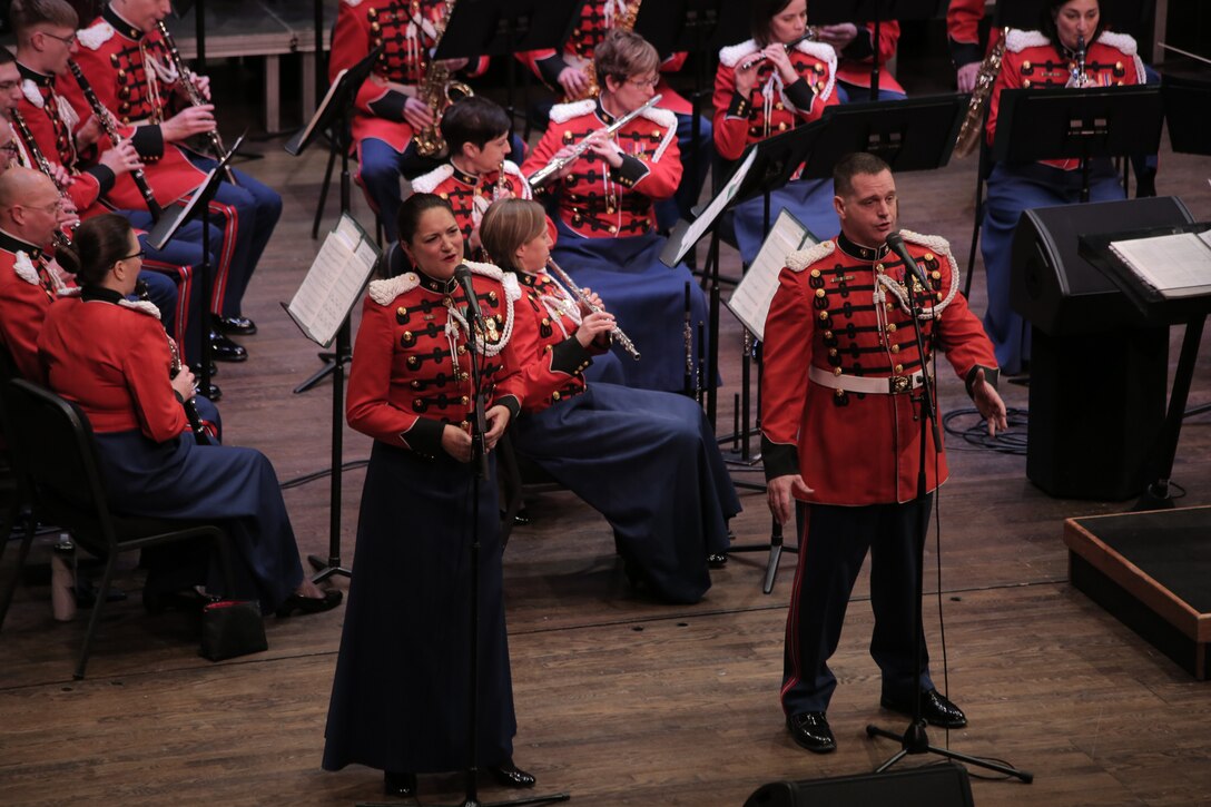 On Feb. 4, 2018, the Marine Band performed "Once Upon a Time" at the Schlesinger Center at Northern Virginia Community College in Alexandria, Va. Selections included Donizetti's Overture to Don Pasquale, Sarasate's Carmen Fantasy, and Flaherty's Ragtime: An American Story.