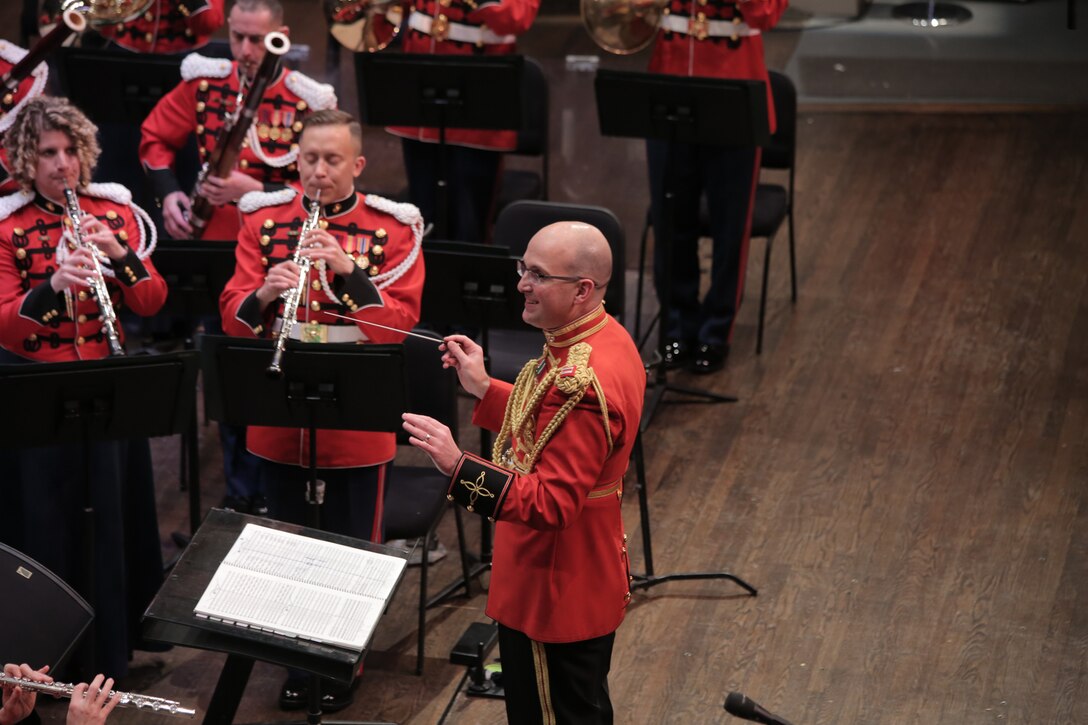 On Feb. 4, 2018, the Marine Band performed "Once Upon a Time" at the Schlesinger Center at Northern Virginia Community College in Alexandria, Va. Selections included Donizetti's Overture to Don Pasquale, Sarasate's Carmen Fantasy, and Flaherty's Ragtime: An American Story.