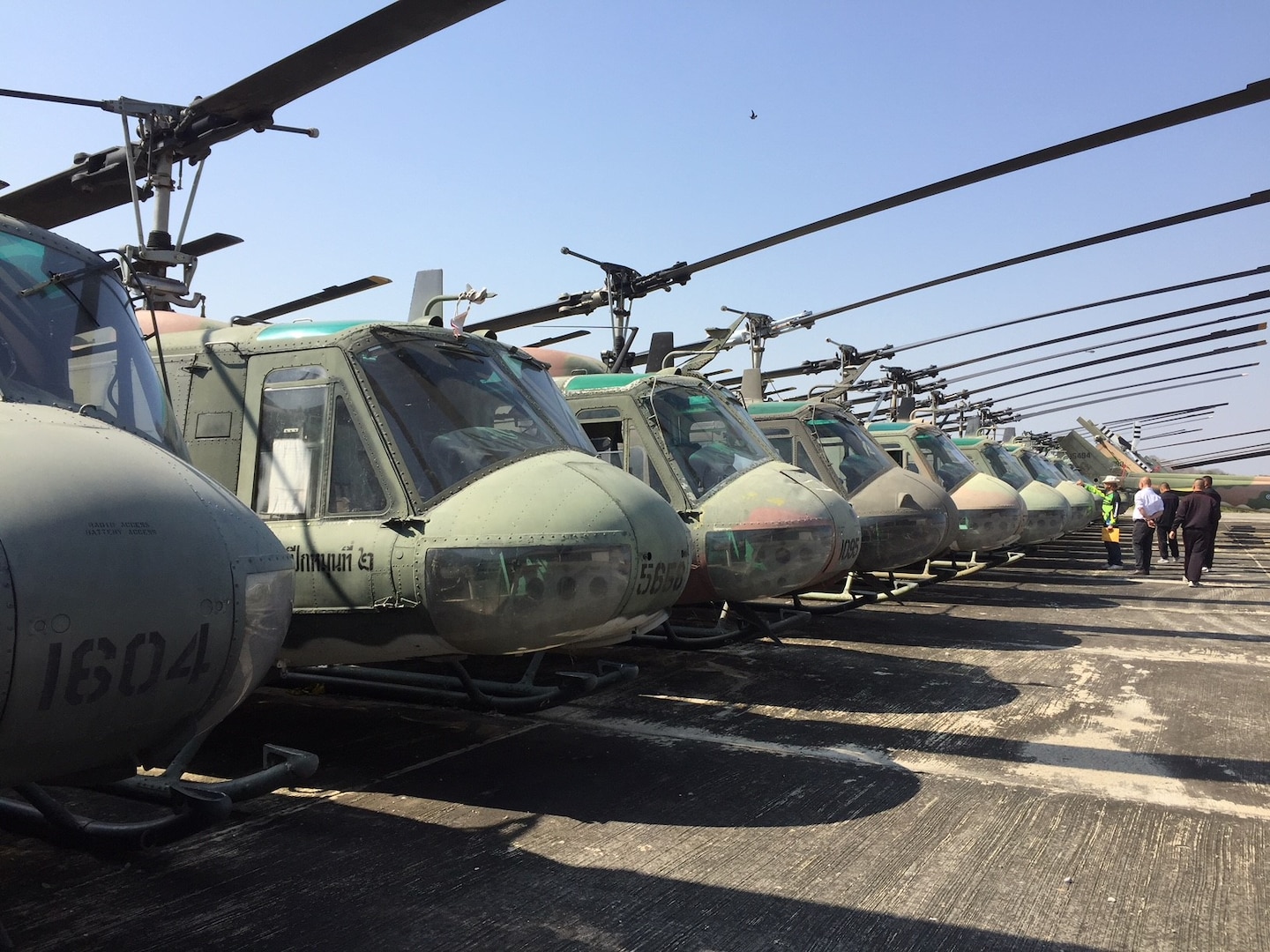 Former American UH-1H Huey helicopters provided to Thailand are received in place for disposal support from DLA Disposition Services in Thailand