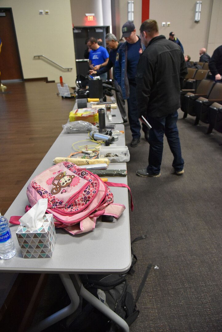Training participants view common consumer goods that have historically been used to create Improvised Explosive Devices.
