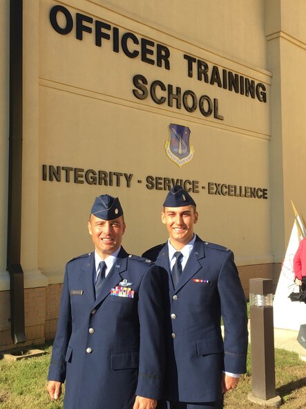 Lt. Col. Joe Mirarchi celebrates his son 2nd Lt. Chris Mirarchi’s completion of officer training school and commissioning.